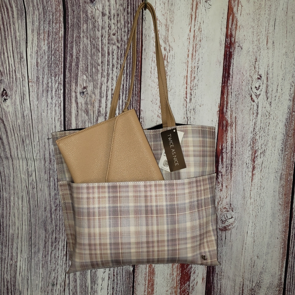 Elliot Lucca Delphine 2 in 1 Tote Sand Plaid
